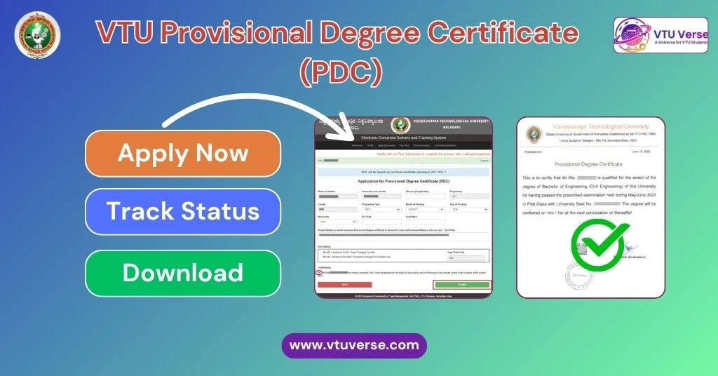 VTU Provisional Degree Certificate (PDC) Apply, Check Status and Download Easily