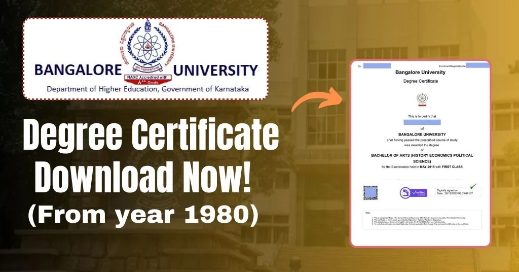 Bangalore University Degree Certificate Download