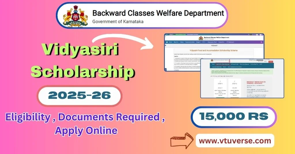 Vidyasiri Scholarship 2025-26 Apply Online